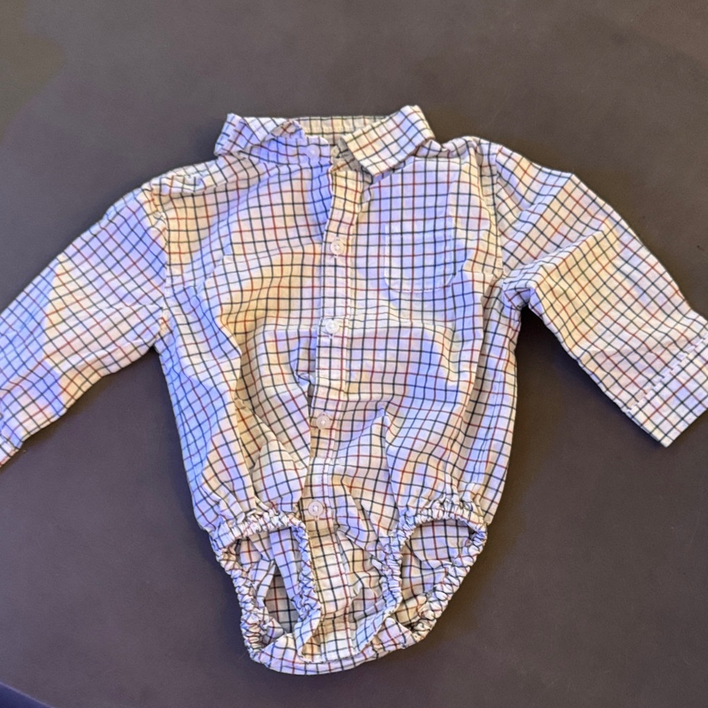 Janie and Jack boys plaid onesie, 6 to 12 months
